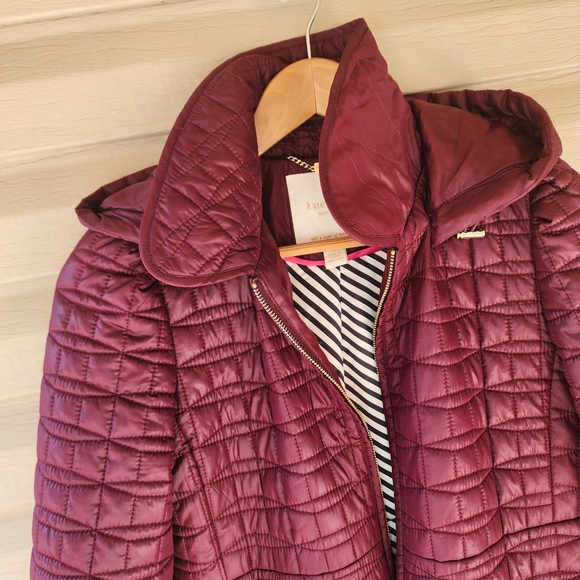 Kate Spade burgundy quilted jacket - Picture 3 of 12